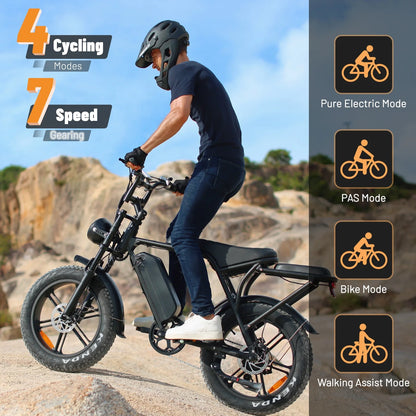 VoltVogue V8 Electric Bike – Premium Urban Commuter with Dual Seat