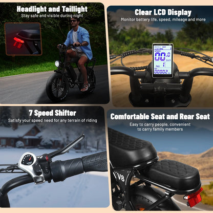 VoltVogue V8 Electric Bike – Premium Urban Commuter with Dual Seat